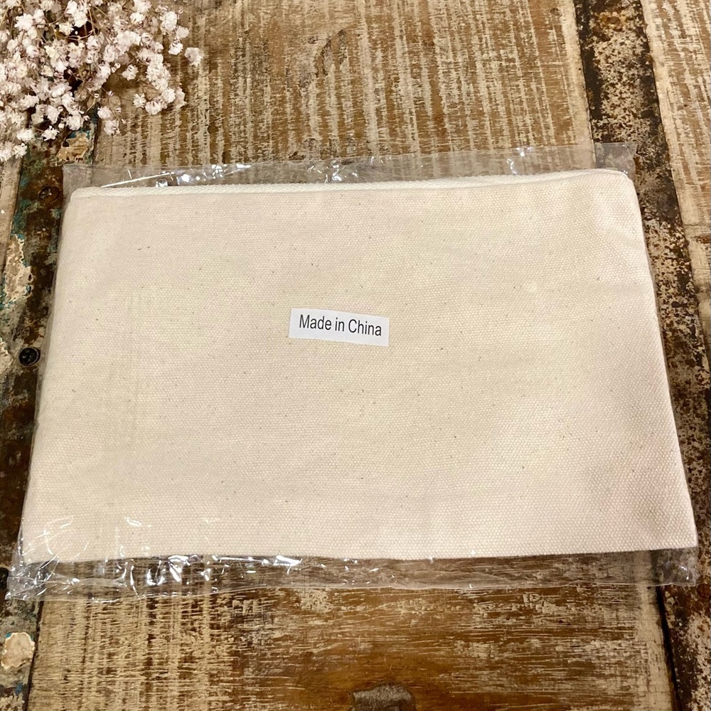 Be Happy Be Kind Canvas Makeup Pouch Zippered 9” x 6” - Picture 5 of 9